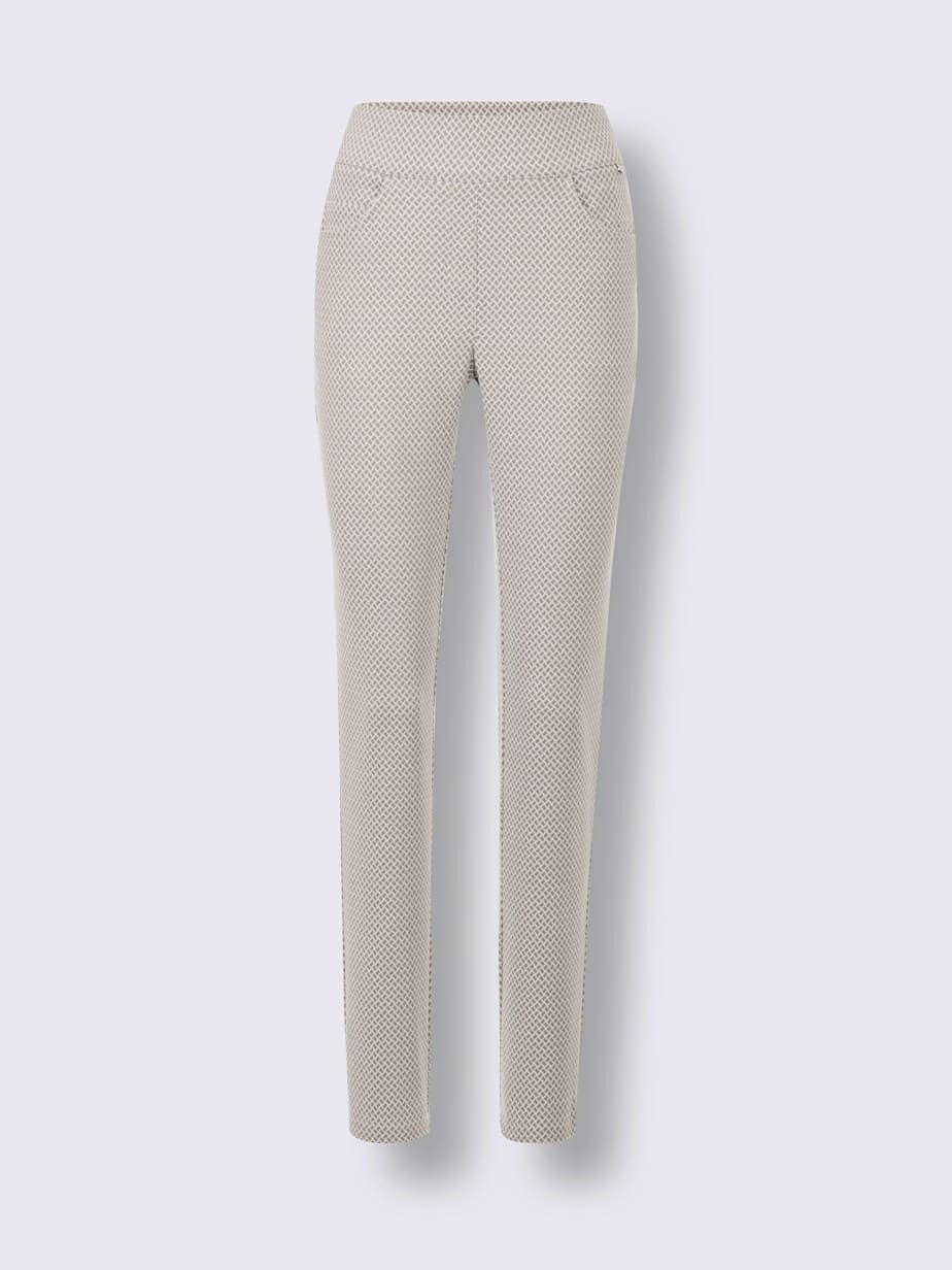 Pantalon en bengaline avec motif jacquard et ceinture confortable