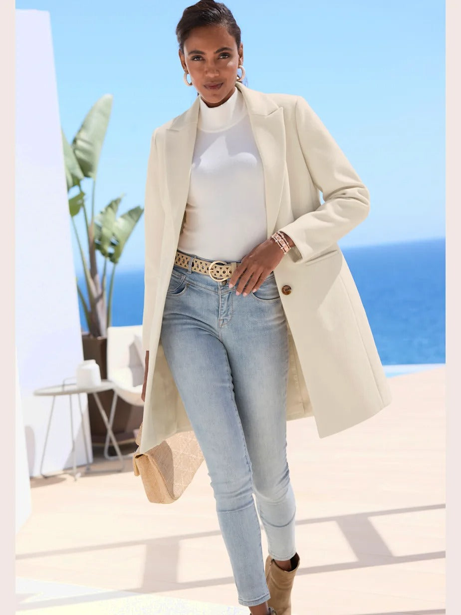 Manteau blazers avec col à revers et poches passepoilées