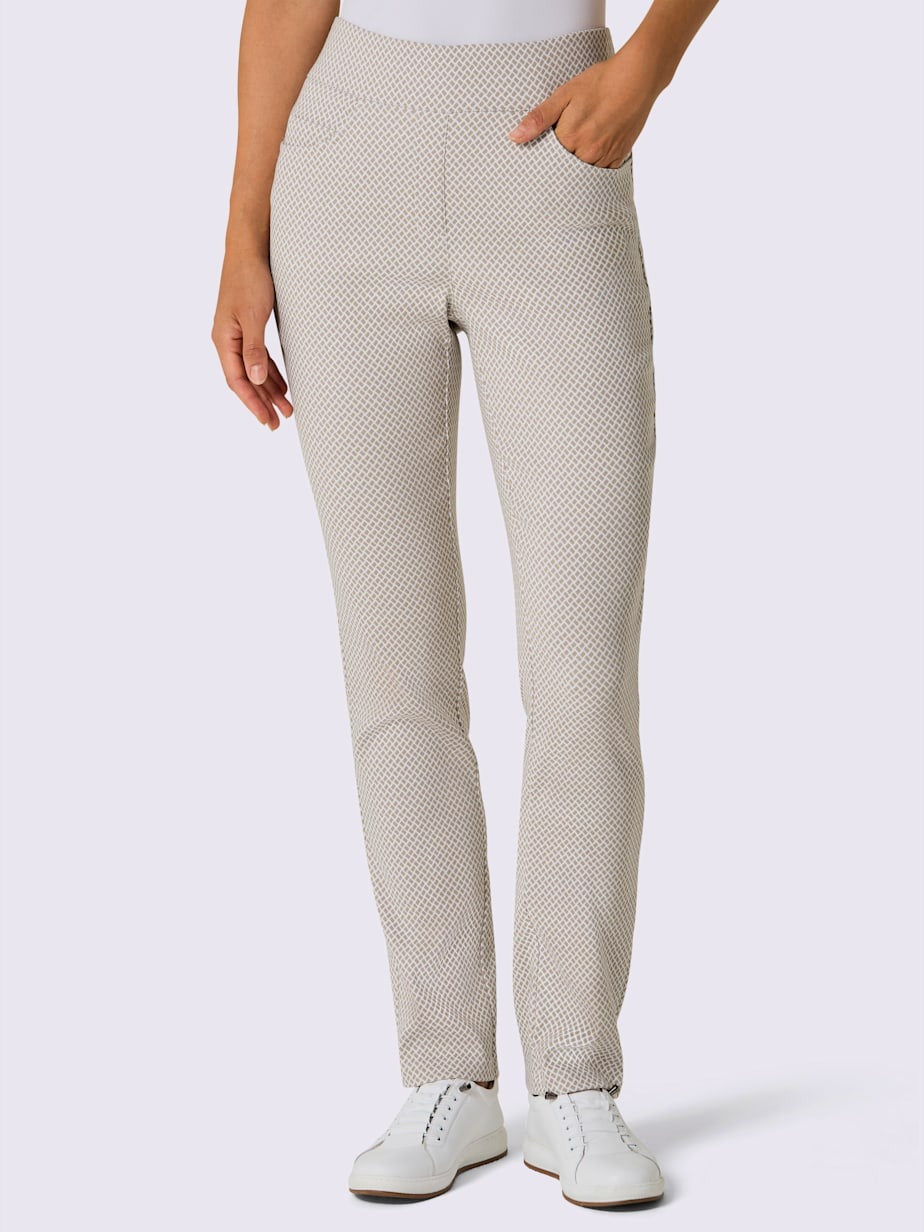 Pantalon en bengaline avec motif jacquard et ceinture confortable