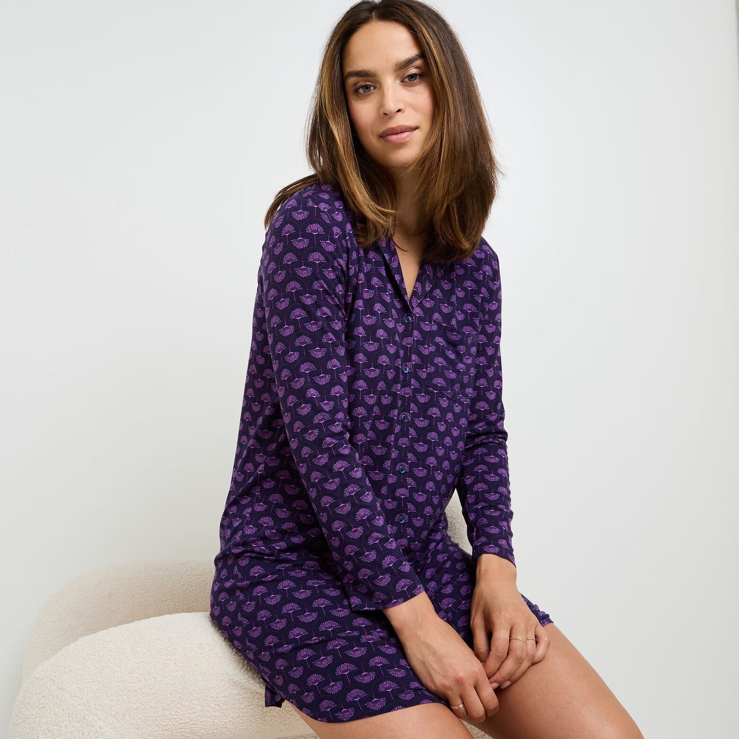 Chemise de nuit manches longues MULTICO ROSE