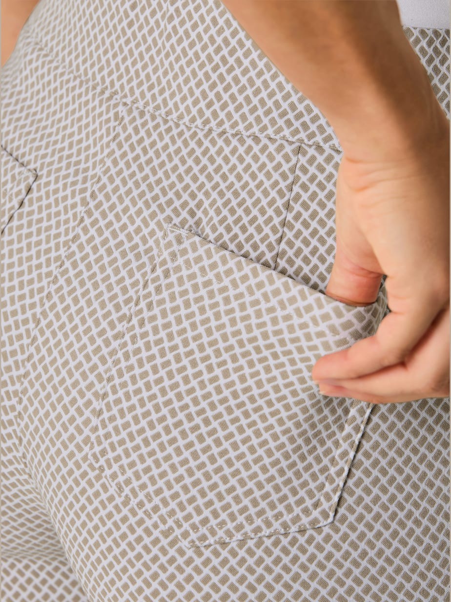 Pantalon en bengaline avec motif jacquard et ceinture confortable