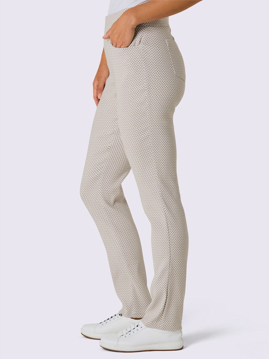 Pantalon en bengaline avec motif jacquard et ceinture confortable