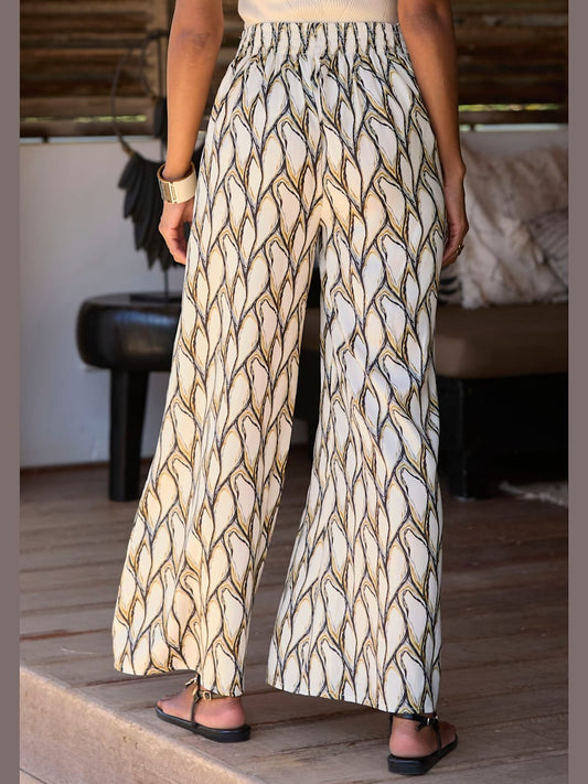 Pantalon large à poches en satin légèrement brillant