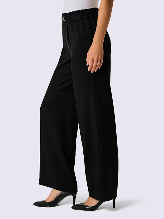 Pantalon tissé confortable à ceinture élastique décorative