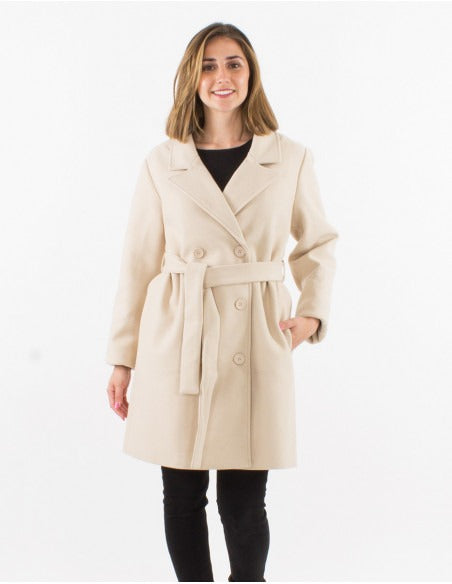 Manteau long uni chic brodé