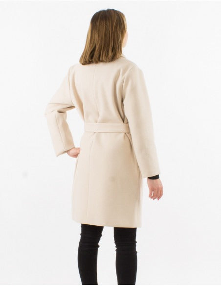 Manteau long uni chic brodé